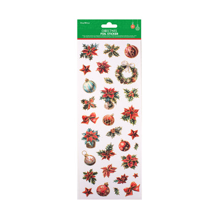 Kerst Peel-Off Foil Stickers - Festive Poinsettia ca. 13.75 x 5in 1 vel