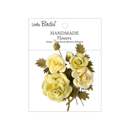 Handgemaakte Bedrukte Papieren Bloemen - Roisin, Yellow Symphony 8pc