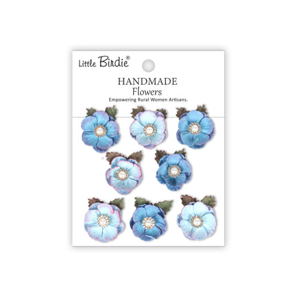 Handgemaakte Bloemen Butter Cup - Crystal Blue 8pc