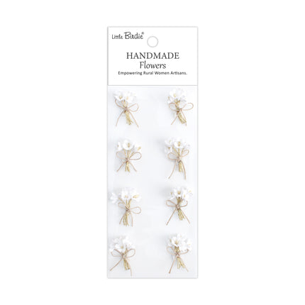 Handgemaakte Bloemen Bouquet - Frosty White 8pc