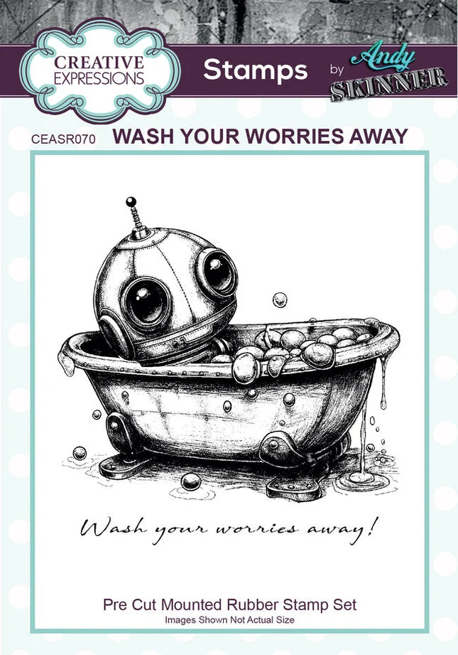 Andy Skinner Vorgefertigter Gummistempel Botology Wash Your Worries Away (CEASR070)