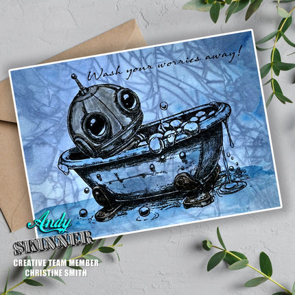 Andy Skinner Vorgefertigter Gummistempel Botology Wash Your Worries Away (CEASR070)