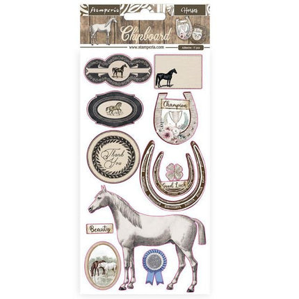 Chipboard 15x30 cm - Romantische Pferde