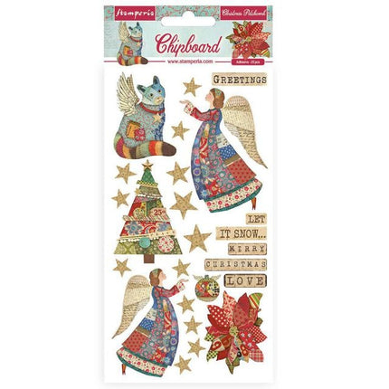 Chipboard cm 15x30 - Weihnachts-Patchwork