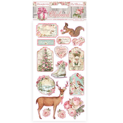 Chipboard 15x30 cm - Pink Christmas