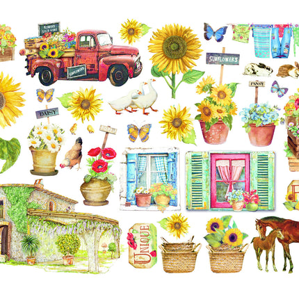 Ephemera - Sunflower Art Elemente und Sonnenblumen  