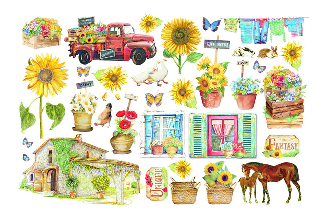 Ephemera - Sunflower Art Elemente und Sonnenblumen  