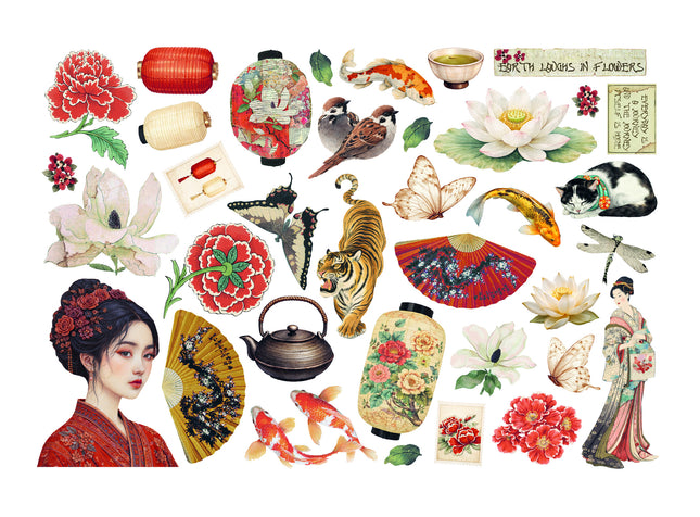 Bedruckte dekorative Ephemera für Kunst und Handwerk - Orientalischer Garten