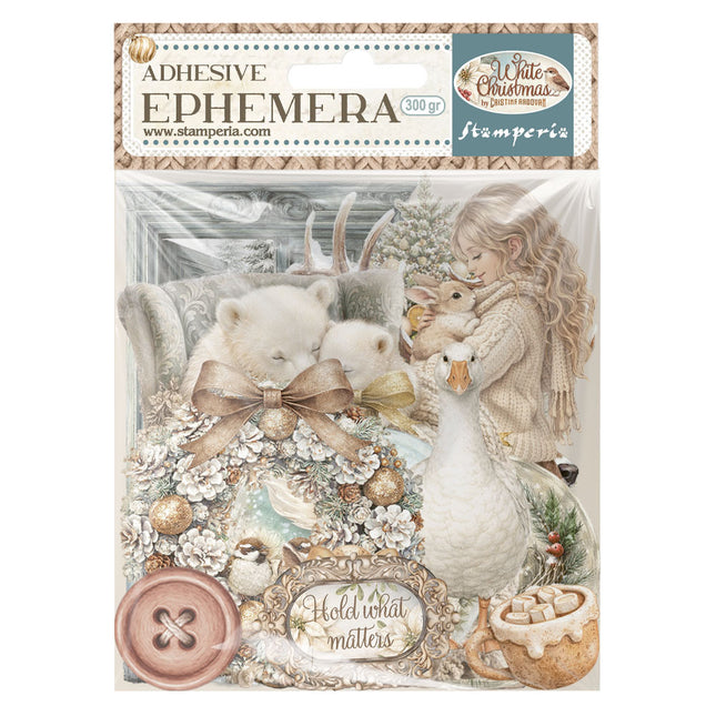 Printed Decorative Ephemera for Art and Craft - White Christmas