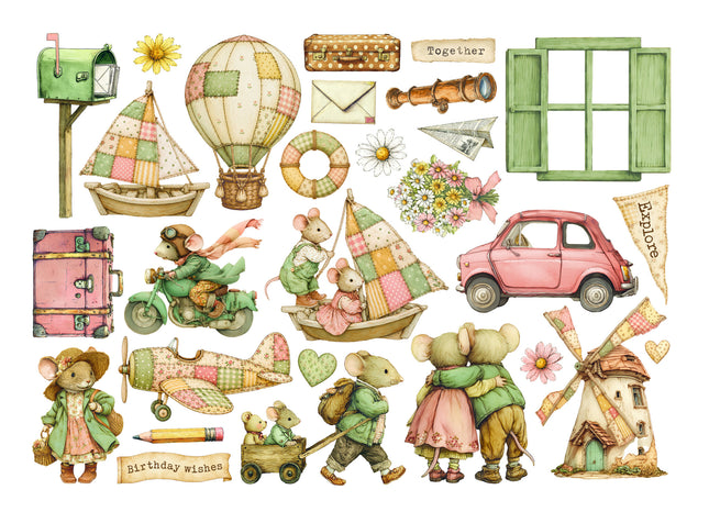 Printed Decorative Ephemera for Art and Craft - Cozy Family