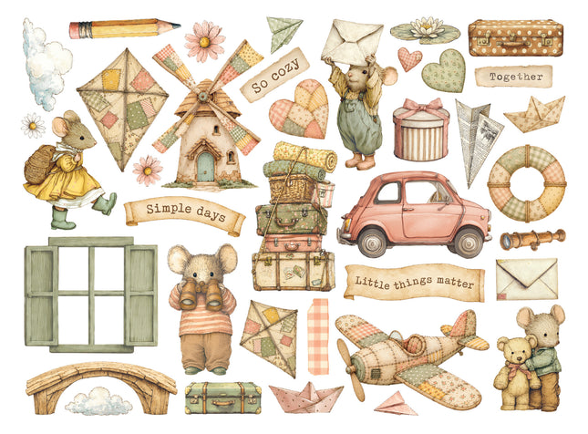 Printed decorative Die cuts for Art and Craft - Cozy Family