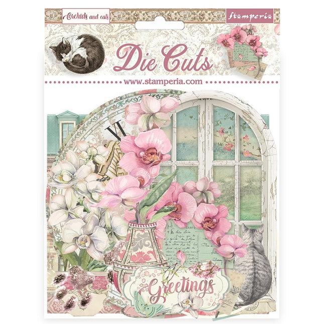 Stanzteile gemischt - Orchideen und Katzen
