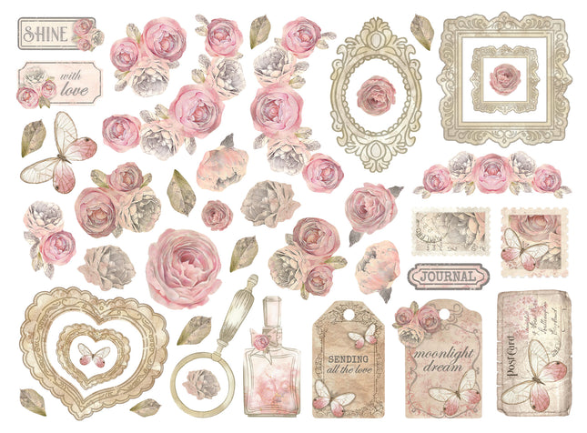 Stanzteile gemischt - Shabby Rose