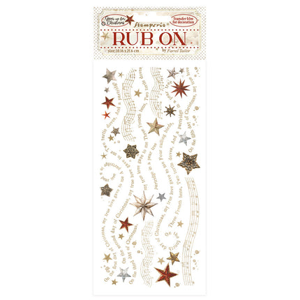 Rub-on 10,16x21,6 cm - Bereit für Weihnachten Sterne