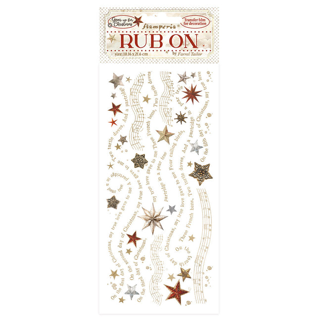 Rub-on 10,16x21,6 cm - Bereit für Weihnachten Sterne