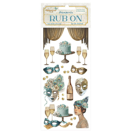 Rub-on 10,16x21,6 cm - Masquerade Masken