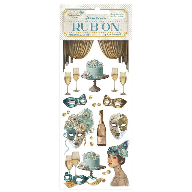 Rub-on 10,16x21,6 cm - Masquerade Masken