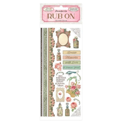 Rub-on cm 10,16x21,6 - Rose Parfum Ränder und Parfums