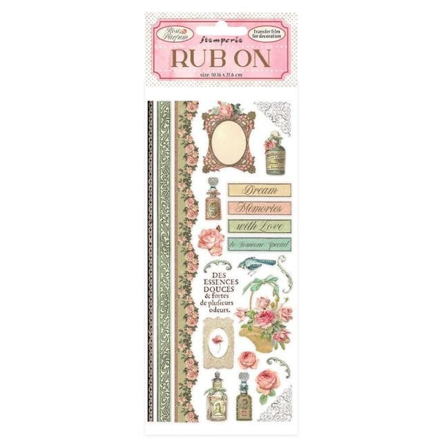 Rub-on cm 10,16x21,6 - Rose Parfum Ränder und Parfums