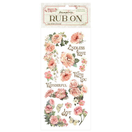 Rub-on 10,16x21,6 cm - House of Roses Schriftzüge und Rosen
