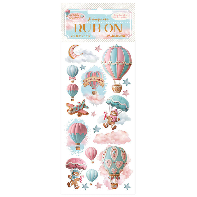 Rub-on cm 10,16x21,6 - Candy Christmas Heißluftballons
