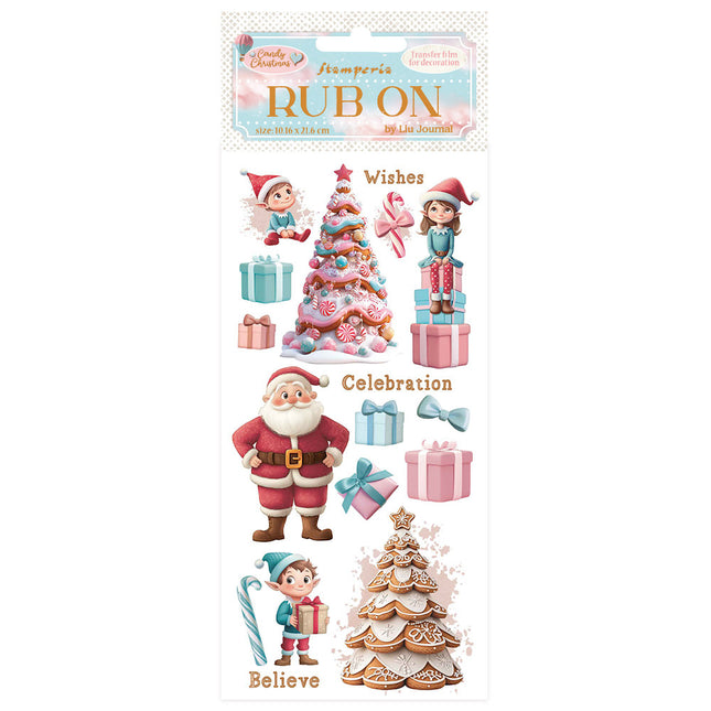 Rub-on cm 10,16x21,6 - Candy Christmas Weihnachtsmann