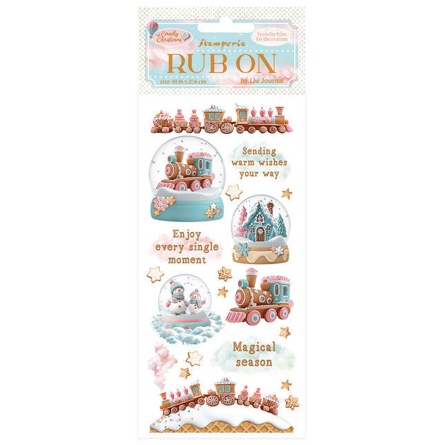 Rub-on cm 10,16x21,6 - Candy Christmas Schneekugeln