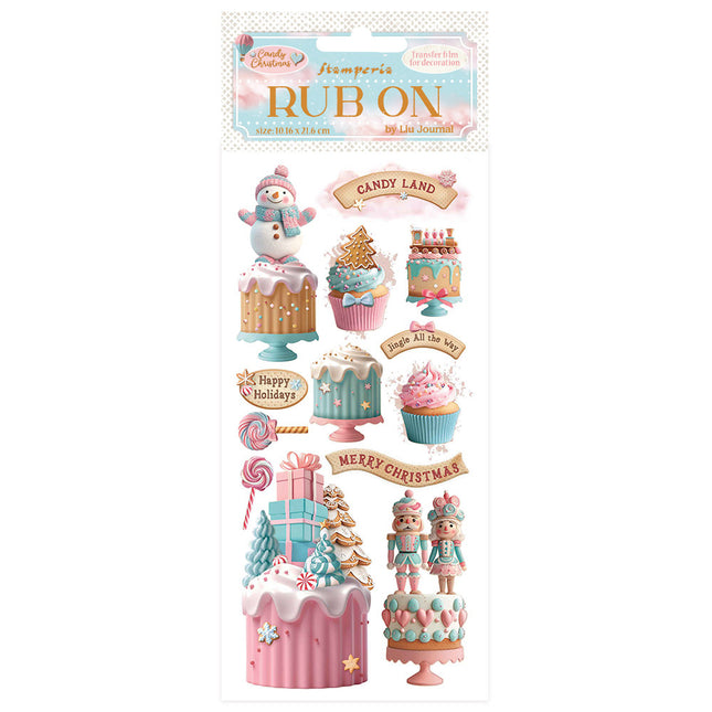 Rub-on cm 10,16x21,6 - Candy Christmas Kuchen