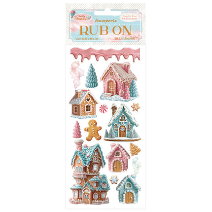 Rub-on cm 10,16x21,6 - Candy Christmas Marzipanhäuser