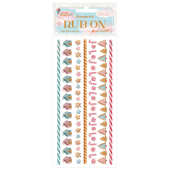 Rub-on cm 10,16x21,6 - Candy Christmas Streifen