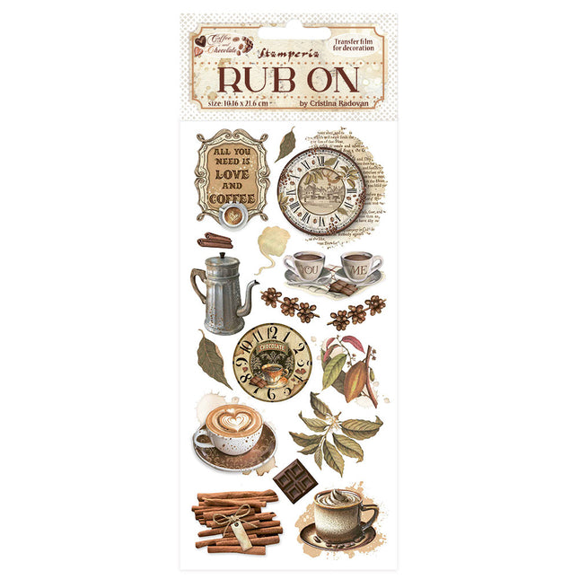 Rub-on 10,16x21,6 cm - Kaffee und Schokolade Alles was du brauchst ist Liebe und Kaffee