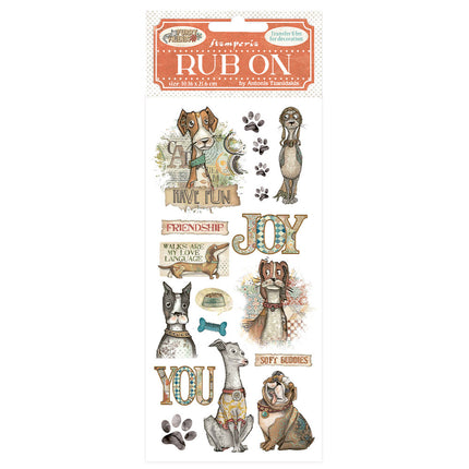 Rub-on 10,16x21,6 cm - Furry Friends Hund