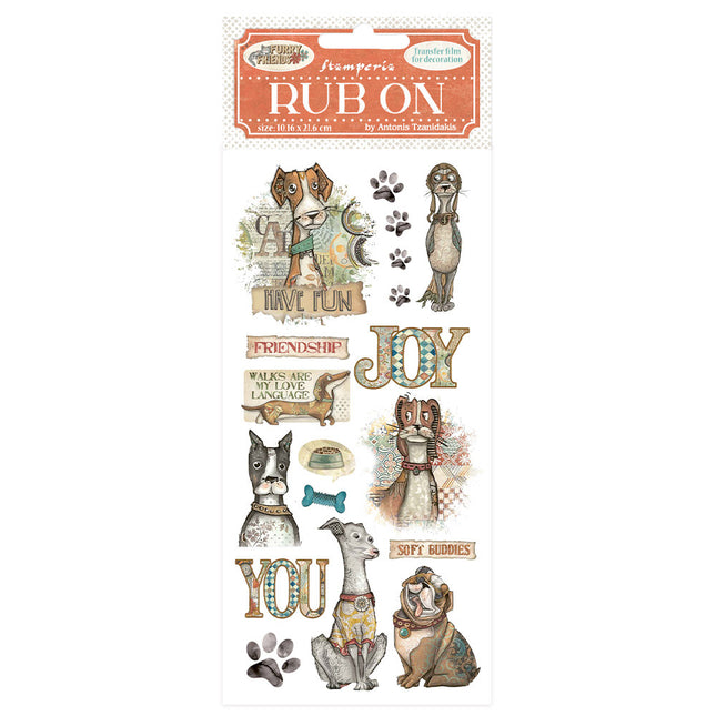 Rub-on 10,16x21,6 cm - Furry Friends Hund