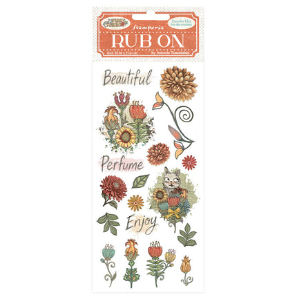 Rub-on 10,16x21,6 cm - Furry Friends Blumen