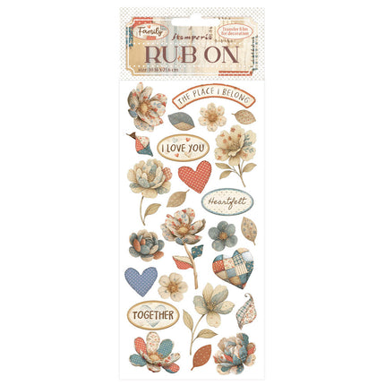 Rub-on cm 10,16x21,6 - Familie Patchwork Blumen  