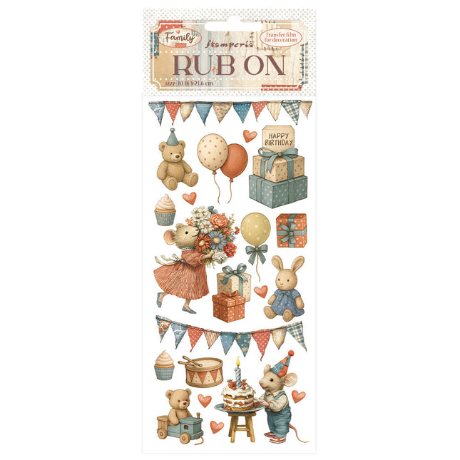 Rub-on cm 10,16x21,6 - Familie Party  