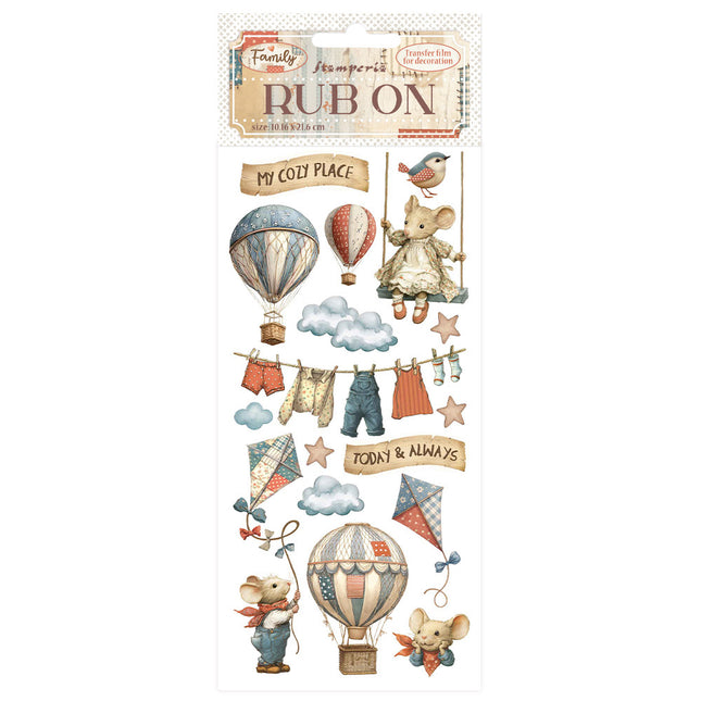 Rub-on cm 10,16x21,6 - Familie Heißluftballons  