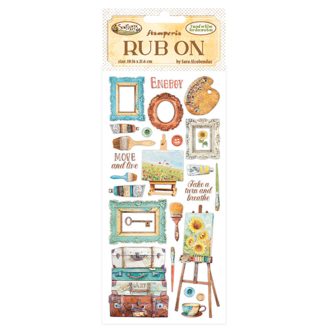 Rub-on cm 10,16x21,6 - Sunflower Art Pinsel und Rahmen  