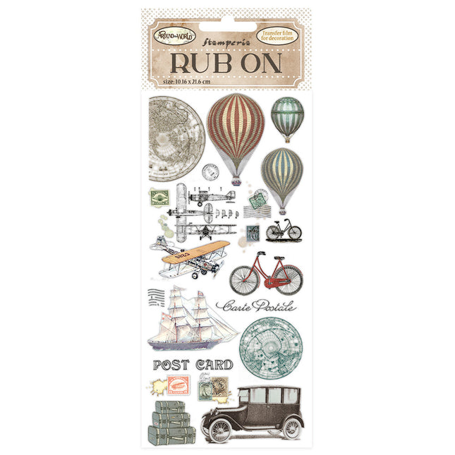 Rub-on 10,16x21,6 cm - Around the world Ballons