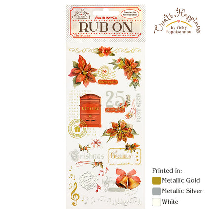 Rub-on cm 10,16x21,6 - Create Happiness Weihnachts-Poinsettie
