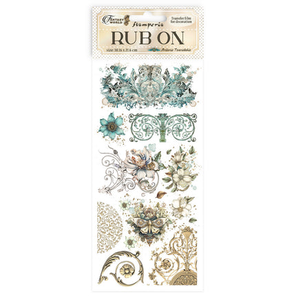Rub-on 10,16x21,6 cm - Sir Vagabond in Fantasy World Blumen und Schmetterling