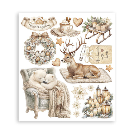 Printed Decorative Rub on selection for Art and Craft cm 20,5x23 - White Christmas