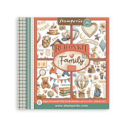 Rub-on Set cm 15,5x15,5 - 6 Seiten Familie  