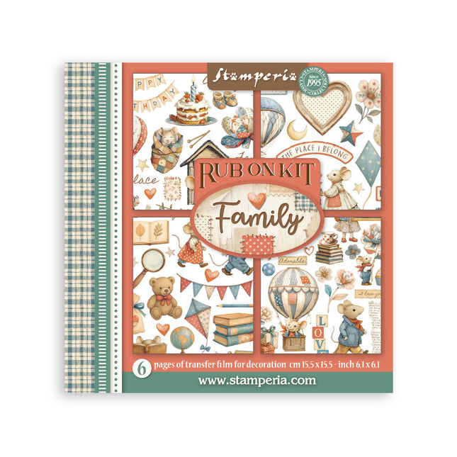 Rub-on Set cm 15,5x15,5 - 6 Seiten Familie  