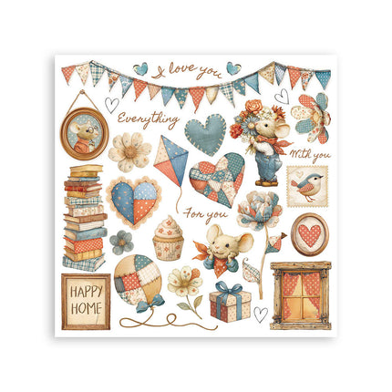 Rub-on Set cm 15,5x15,5 - 6 Seiten Familie  