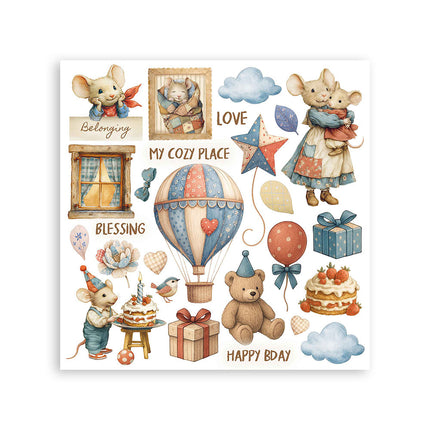 Rub-on Set cm 15,5x15,5 - 6 Seiten Familie  