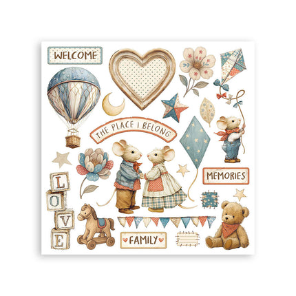 Rub-on Set cm 15,5x15,5 - 6 Seiten Familie  