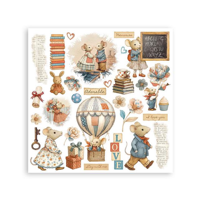 Rub-on Set cm 15,5x15,5 - 6 Seiten Familie  