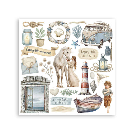 Rub-on Set cm 15,5x15,5 - 6 Seiten Silent Sea