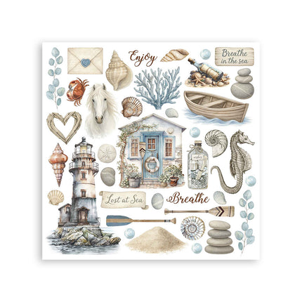 Rub-on Set cm 15,5x15,5 - 6 Seiten Silent Sea